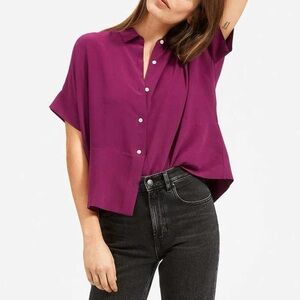 Women’s Everlane The Clean 100% Silk Short Sleeve Square Shirt